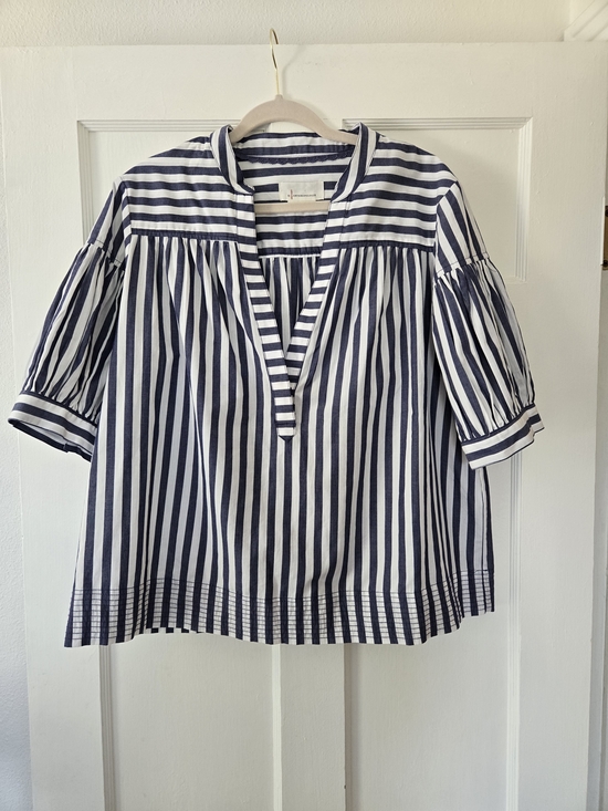 Anthropologie Tops - Striped Blue & White Peasant Top